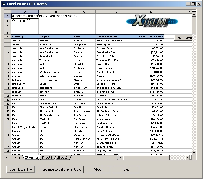 Excel Viewer OCX Screenshot